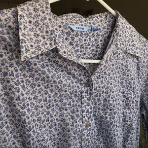 Vintage Blue Floral Button Up
